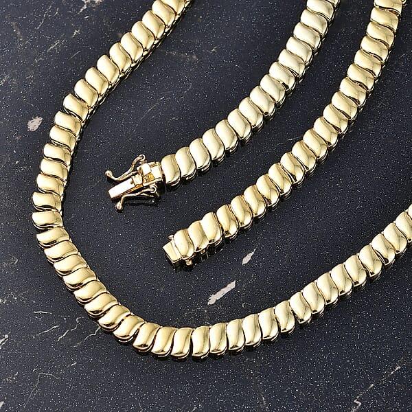 Shop Lc EverTrue Bronzella Collection Wave Link Necklace In 18K YG Plated Bronze 18 Inches