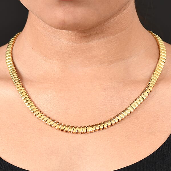 Shop Lc EverTrue Bronzella Collection Wave Link Necklace In 18K YG Plated Bronze 18 Inches