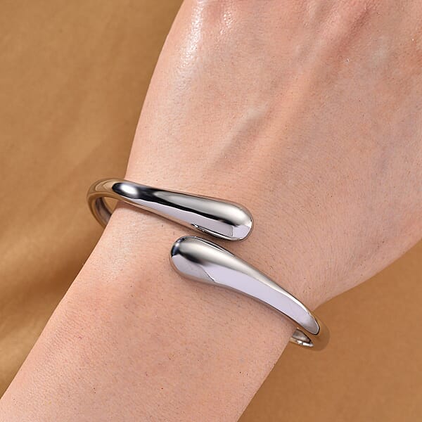Shop Lc EverTrue Bypass Bangle Bracelet In Stainless Steel (7.50 In)