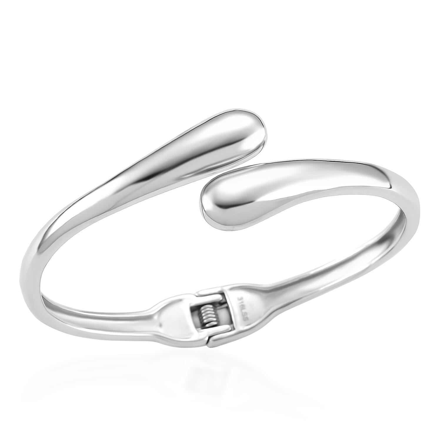 shop lc EverTrue Bypass Bangle Bracelet in Stainless Steel (7.50 In)