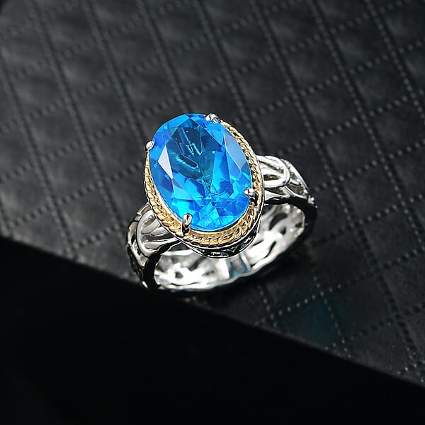 Shop Lc EverTrue Caribbean Quartz Ring In 18K YG Plated And Platinum Bond 5.90 Ctw