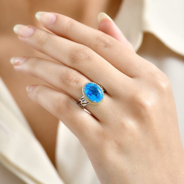 Shop Lc EverTrue Caribbean Quartz Ring In 18K YG Plated And Platinum Bond 5.90 Ctw