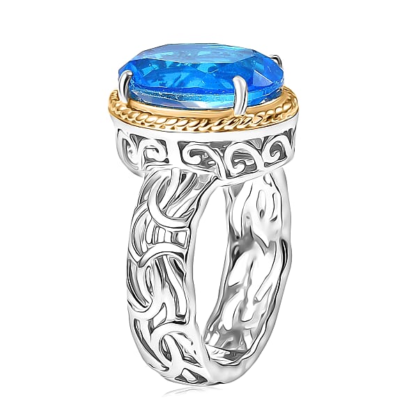 Shop Lc EverTrue Caribbean Quartz Ring In 18K YG Plated And Platinum Bond 5.90 Ctw