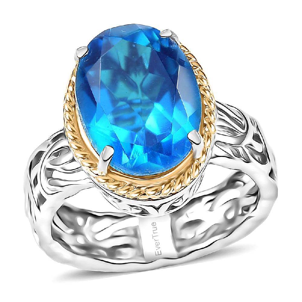 shop lc EverTrue Caribbean Quartz Ring in 18K YG Plated and Platinum Bond 5.90 ctw