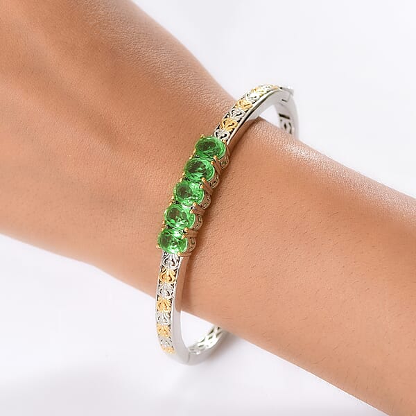 Shop Lc EverTrue Chartreuse Quartz (Triplet) 7.25 Ctw Bangle Bracelet In 18K YG Plated And Platinum Bond (7.25 In)