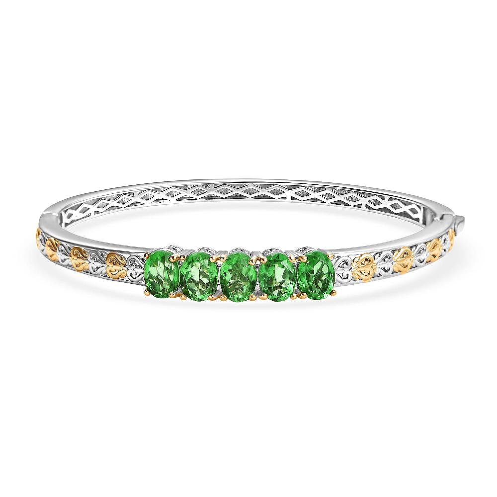 shop lc EverTrue Chartreuse Quartz (Triplet) 7.25 ctw Bangle Bracelet in 18K YG Plated and Platinum Bond (7.25 In)