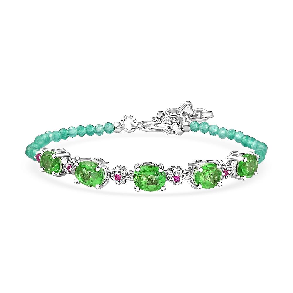 shop lc EverTrue Chartreuse Quartz (Triplet) and Multi Gemstone 15.40 ctw Floral Bracelet in Platinum Bond (7.25 In)