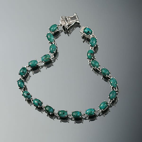 Shop Lc EverTrue Chrysocolla 13.00 Ctw Ocean Pebbles Bracelet In Platinum Bond (7.25 In)