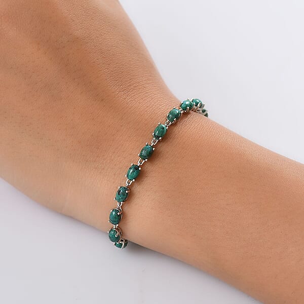 Shop Lc EverTrue Chrysocolla 13.00 Ctw Ocean Pebbles Bracelet In Platinum Bond (7.25 In)