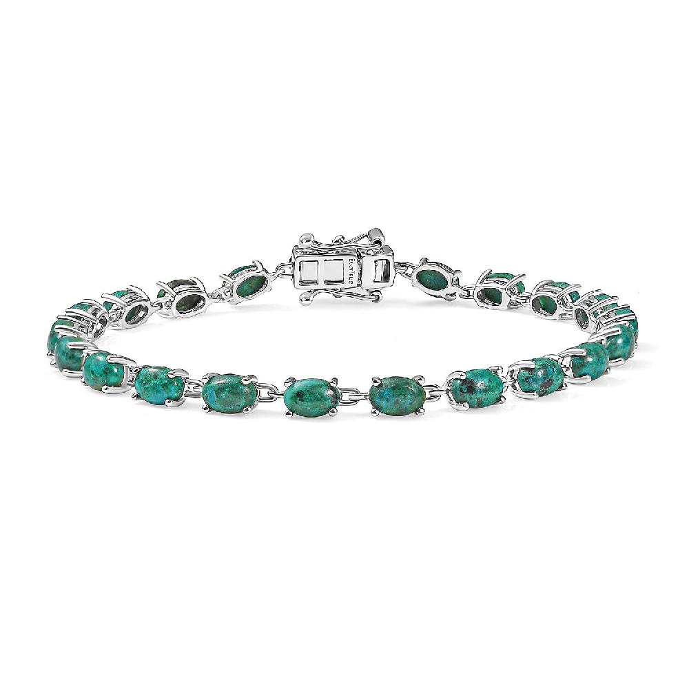 shop lc EverTrue Chrysocolla 13.00 ctw Ocean Pebbles Bracelet in Platinum Bond (7.25 In)