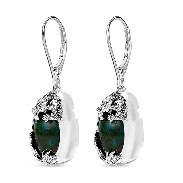 Shop Lc EverTrue Chrysocolla 13.40 Ctw Dragon's Embrace Earrings In Platinum Bond And Stainless Steel