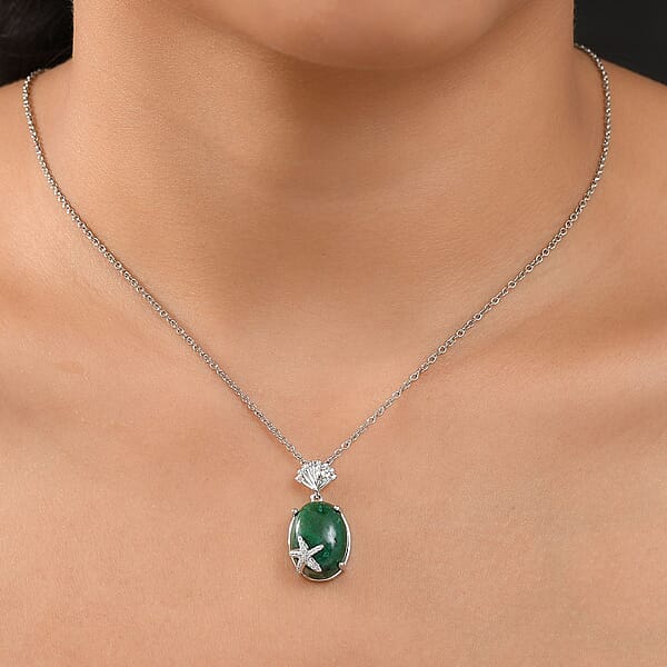 Shop Lc EverTrue Chrysocolla And Multi Gemstone 11.70 Ctw Starfish Pendant In Platinum Bond With Stainless Steel Necklace 20 Inches