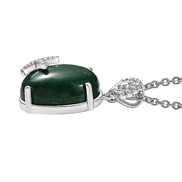 Shop Lc EverTrue Chrysocolla And Multi Gemstone 11.70 Ctw Starfish Pendant In Platinum Bond With Stainless Steel Necklace 20 Inches