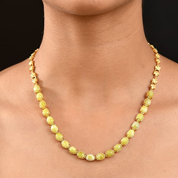 Shop Lc EverTrue Connemara Marble 28.50 Ctw Irish Blessing Clover Leaf Necklace In 18K YG Plated 18 Inches