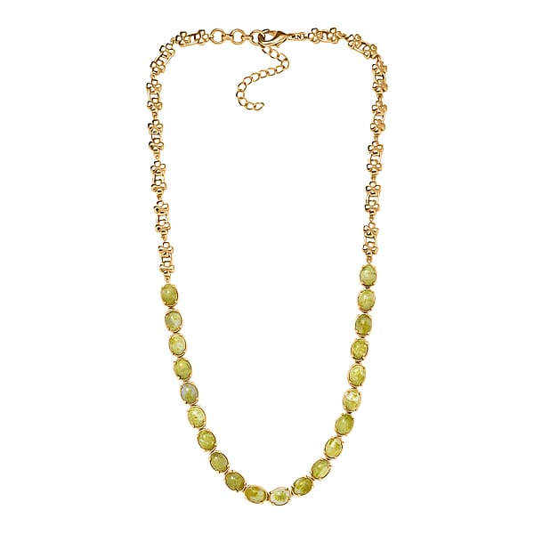 Shop Lc EverTrue Connemara Marble 28.50 Ctw Irish Blessing Clover Leaf Necklace In 18K YG Plated 18 Inches