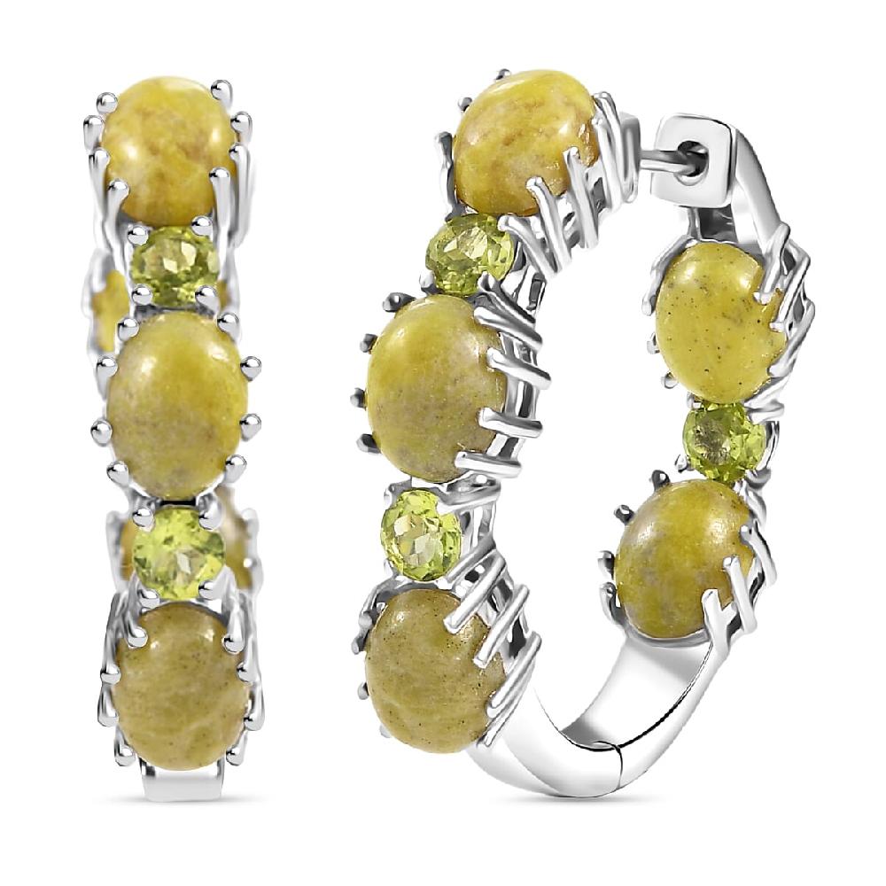shop lc EverTrue Connemara Marble and Peridot 15.10 ctw Whispers of Ireland Clover Leaf Earrings in Platinum Bond
