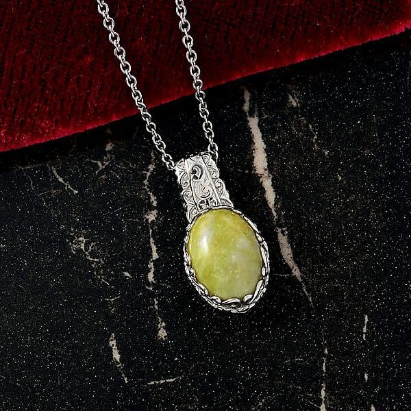 Shop Lc EverTrue Connemara Marble Celtic Filigree Pendant In Platinum Bond With Stainless Steel Necklace 6.40 Ctw (20 Inches)