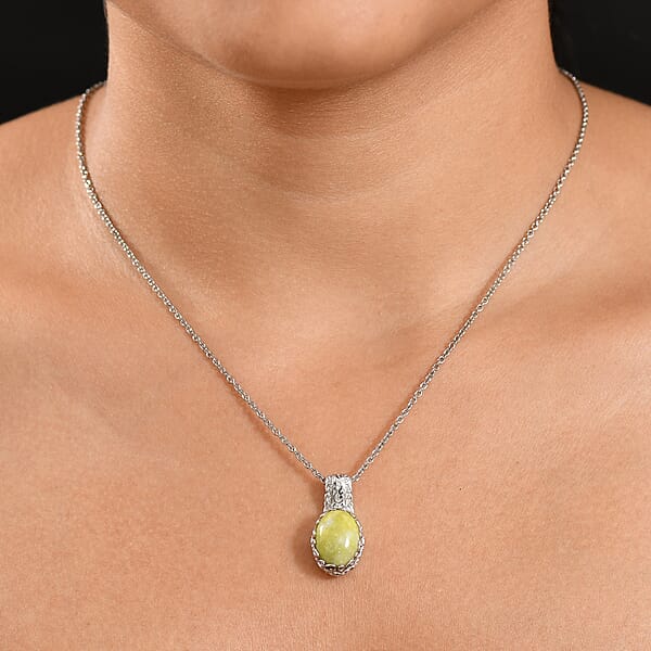 Shop Lc EverTrue Connemara Marble Celtic Filigree Pendant In Platinum Bond With Stainless Steel Necklace 6.40 Ctw (20 Inches)