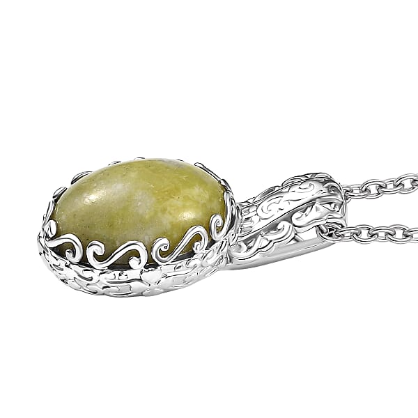 Shop Lc EverTrue Connemara Marble Celtic Filigree Pendant In Platinum Bond With Stainless Steel Necklace 6.40 Ctw (20 Inches)