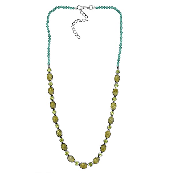 Shop Lc EverTrue Connemara Marble Multi Gemstone Clover Leaf Necklace (18 Inches) In Platinum Bond 36.15 Ctw