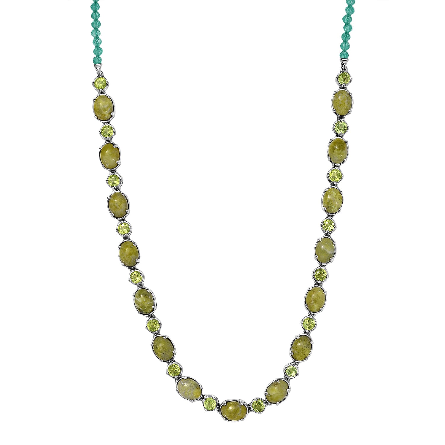 shop lc EverTrue Connemara Marble Multi Gemstone Clover Leaf Necklace (18 Inches) in Platinum Bond 36.15 ctw