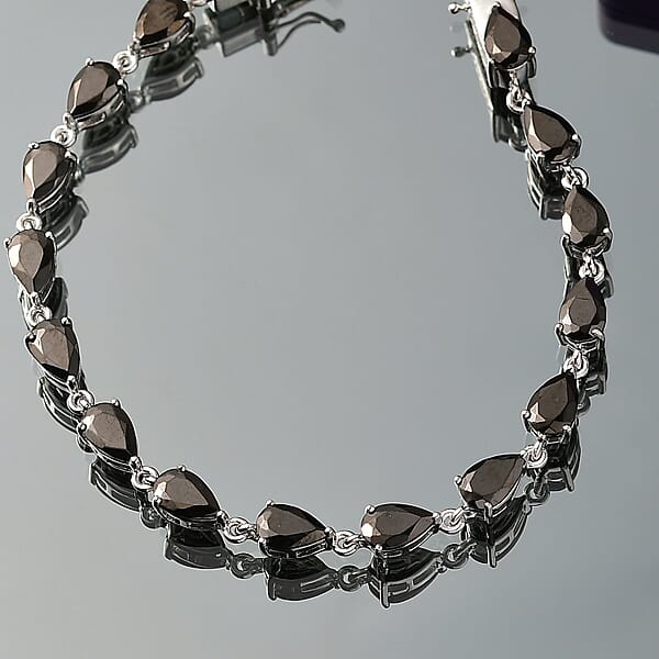 Shop Lc EverTrue Elite Shungite 8.15 Ctw Teardrop Elegance Bracelet In Platinum Over Copper (7.25 In)