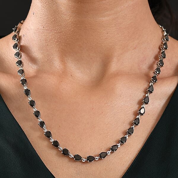 Shop Lc EverTrue Elite Shungite Teardrop Necklace Platinum Over Copper 12.50 Ctw (18-20 Inches)