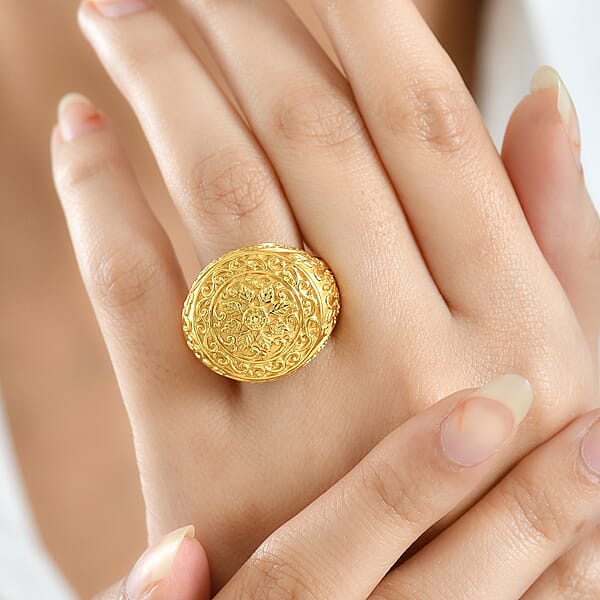 Shop Lc EverTrue Fillegree Work Ring In 18K YG Plated Bronze