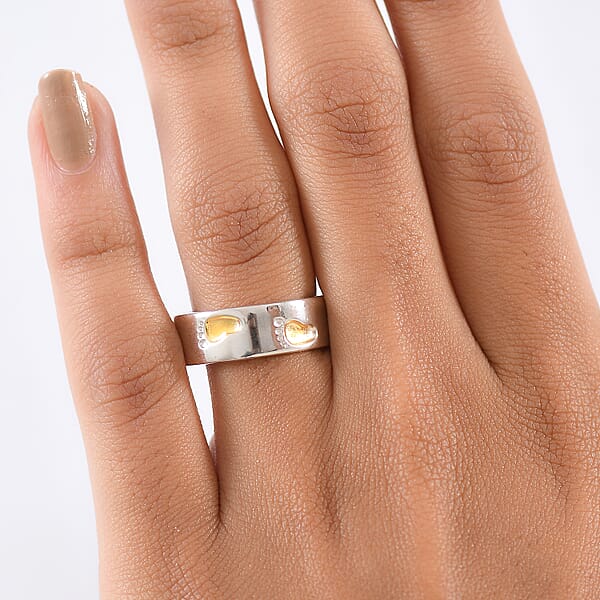 Shop Lc EverTrue Footsteps Band Ring In 18K YG Plated And Platinum Bond