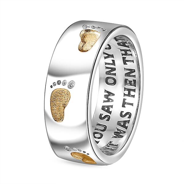 Shop Lc EverTrue Footsteps Band Ring In 18K YG Plated And Platinum Bond