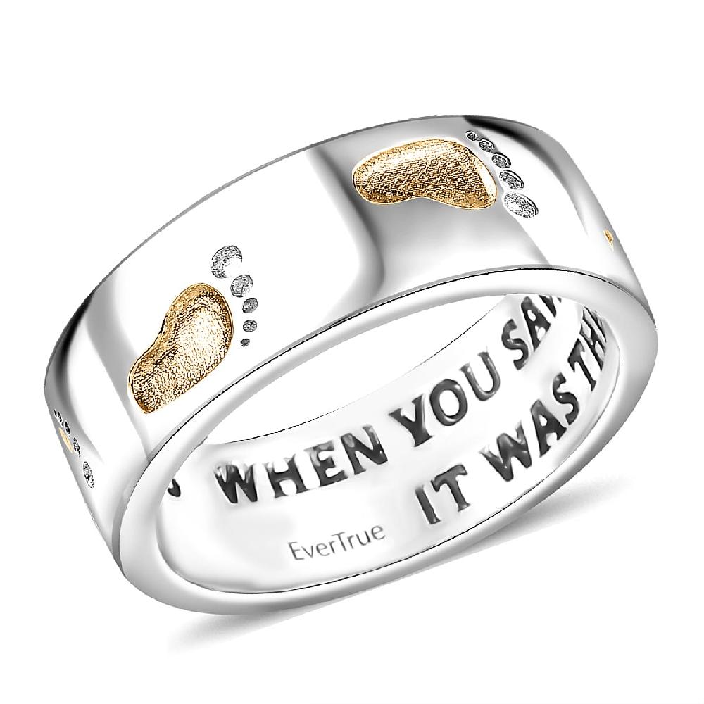 shop lc EverTrue Footsteps Band Ring in 18K YG Plated and Platinum Bond