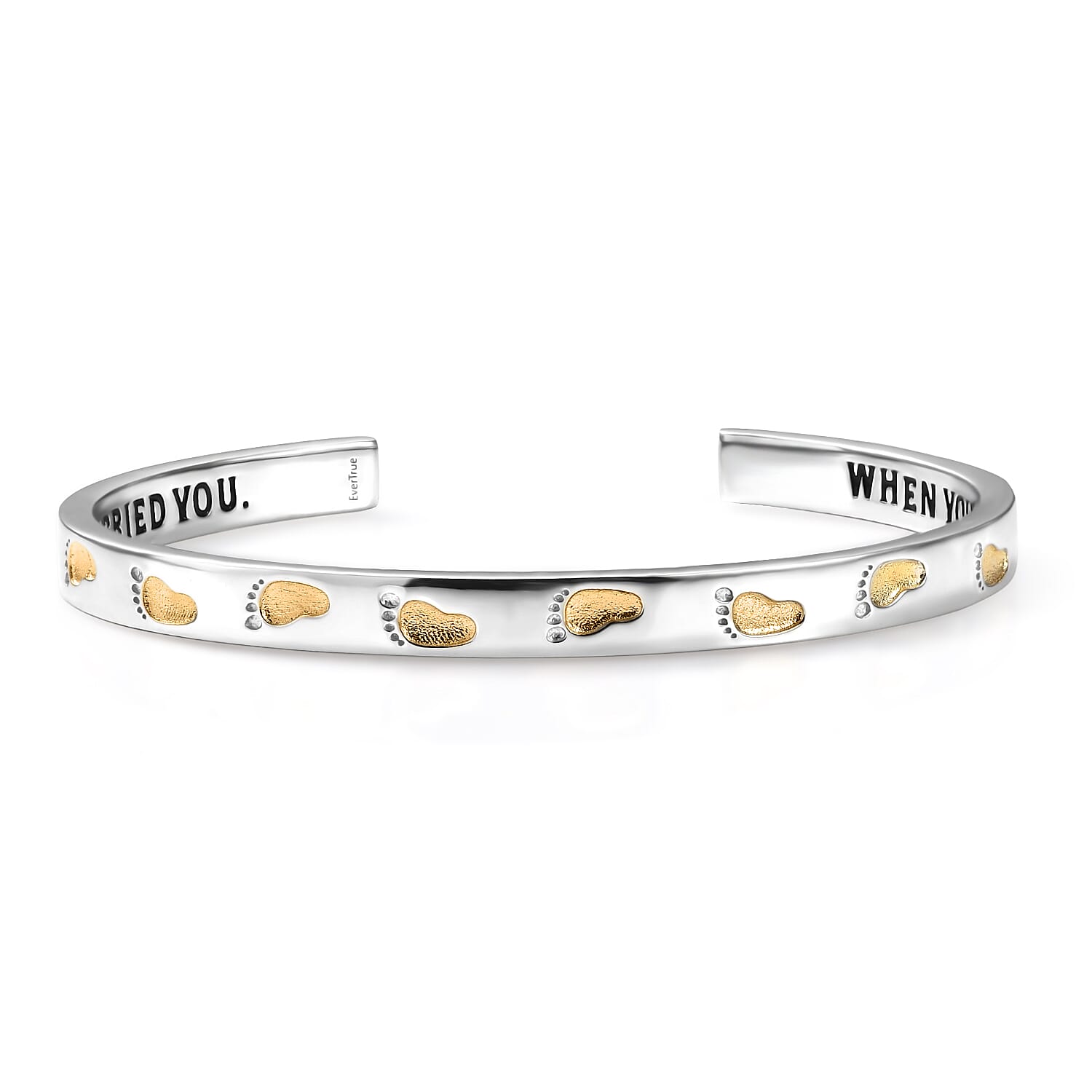 shop lc EverTrue Footsteps Cuff Bracelet in 18K YG Plated and Platinum Bond (7.25 In)
