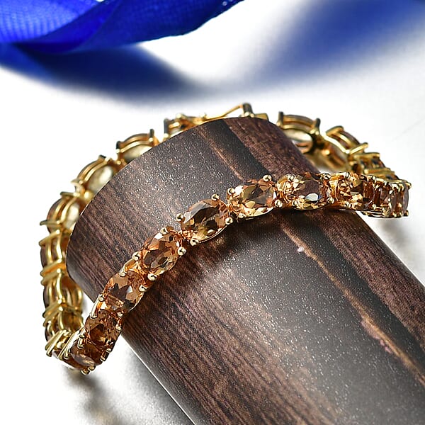 Shop Lc EverTrue Golden Fall Autumn Alexite 16.10 Ctw Tennis Bracelet In 18K YG Plated (6.50 In)