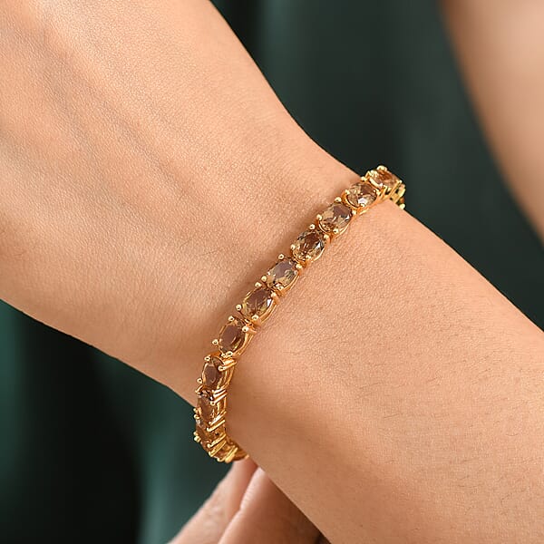 Shop Lc EverTrue Golden Fall Autumn Alexite 16.10 Ctw Tennis Bracelet In 18K YG Plated (6.50 In)