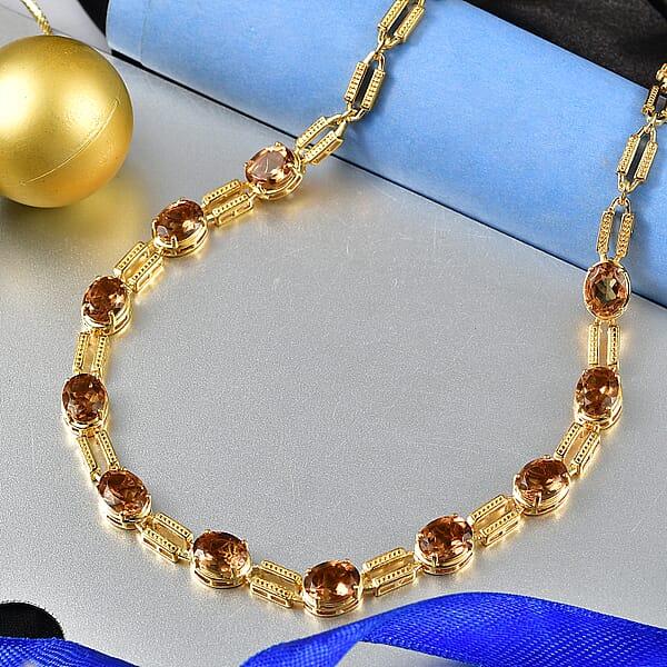 Shop Lc EverTrue Golden Fall Autumn Alexite 20.10 Ctw Station Necklace In 18K YG Plated 18-20 Inches