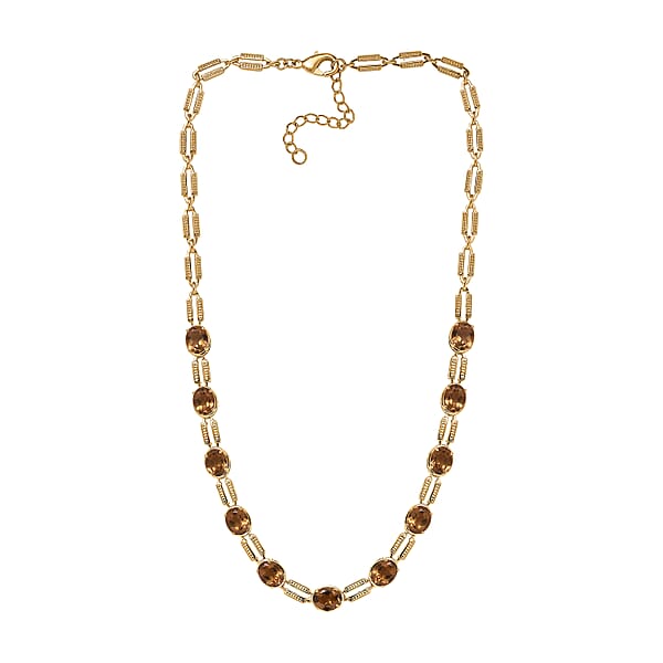 Shop Lc EverTrue Golden Fall Autumn Alexite 20.10 Ctw Station Necklace In 18K YG Plated 18-20 Inches