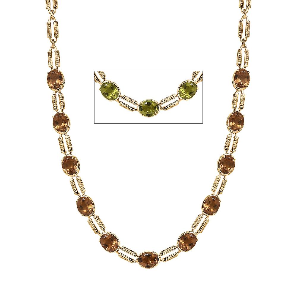 shop lc EverTrue Golden Fall Autumn Alexite 20.10 ctw Station Necklace in 18K YG Plated 18-20 Inches