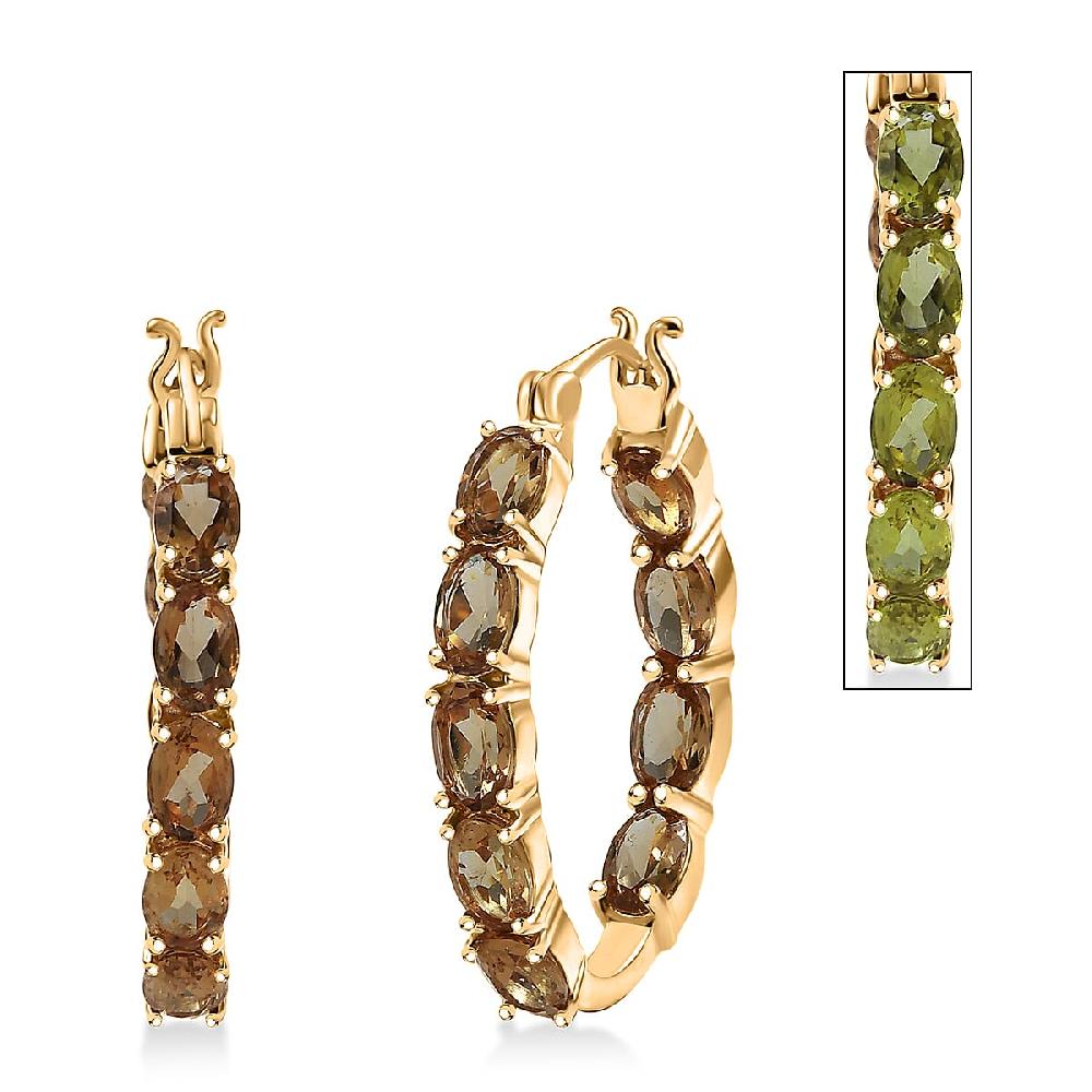 shop lc EverTrue Golden Fall Autumn Alexite 6.85 ctw Inside-out Hoop Earrings in 18K YG Plated