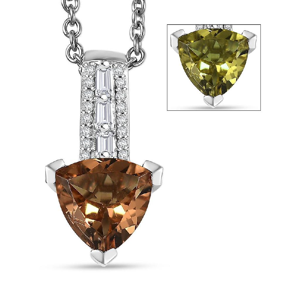 shop lc EverTrue Golden Fall Autumn Alexite White Zircon Art Deco Pendant in Platinum Bond with Stainless Steel Necklace 2.00 ctw (20 Inches)