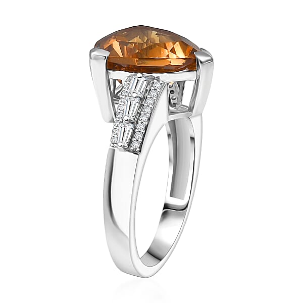 Shop Lc EverTrue Golden Fall Autumn Alexite White Zircon Ring In Platinum Bond 5.80 Ctw