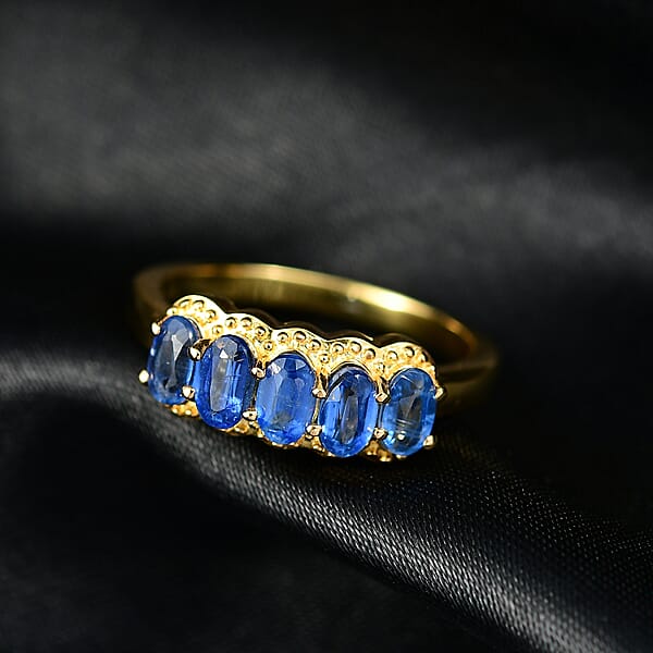 Shop Lc EverTrue Kashmir Kyanite 5 Stone Band Ring In 18K YG Plated 1.60 Ctw