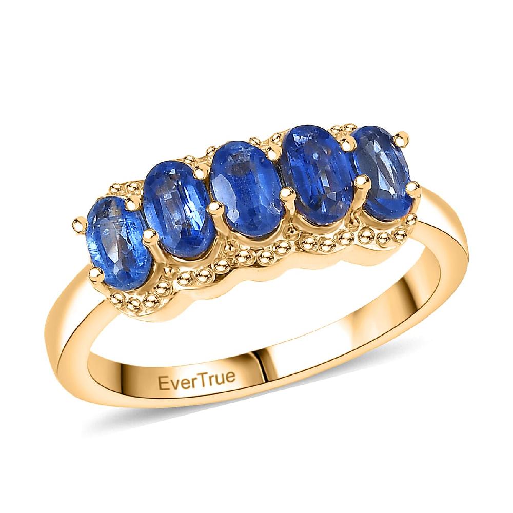 shop lc EverTrue Kashmir Kyanite 5 Stone Band Ring in 18K YG Plated 1.60 ctw