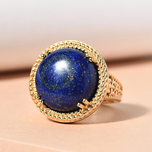 Shop Lc EverTrue Lapis Lazuli 13.40 Ctw Solitaire Ring In 18K Yellow Gold Plated