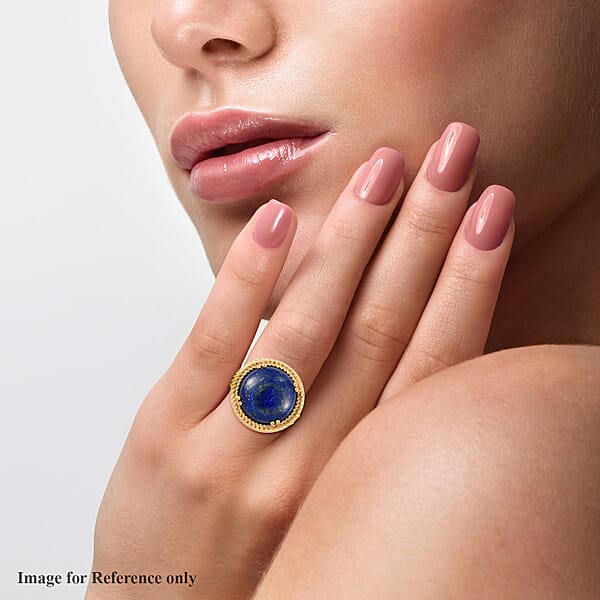 Shop Lc EverTrue Lapis Lazuli 13.40 Ctw Solitaire Ring In 18K Yellow Gold Plated