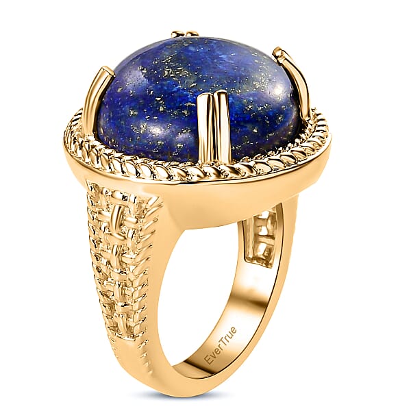 Shop Lc EverTrue Lapis Lazuli 13.40 Ctw Solitaire Ring In 18K Yellow Gold Plated