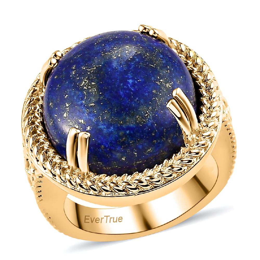 shop lc EverTrue Lapis Lazuli 13.40 ctw Solitaire Ring in 18K Yellow Gold Plated