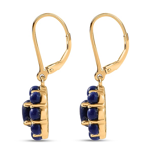 Shop Lc EverTrue Lapis Lazuli 3.40 Ctw Lever Back Floral Earrings In 18K Yellow Gold Plated