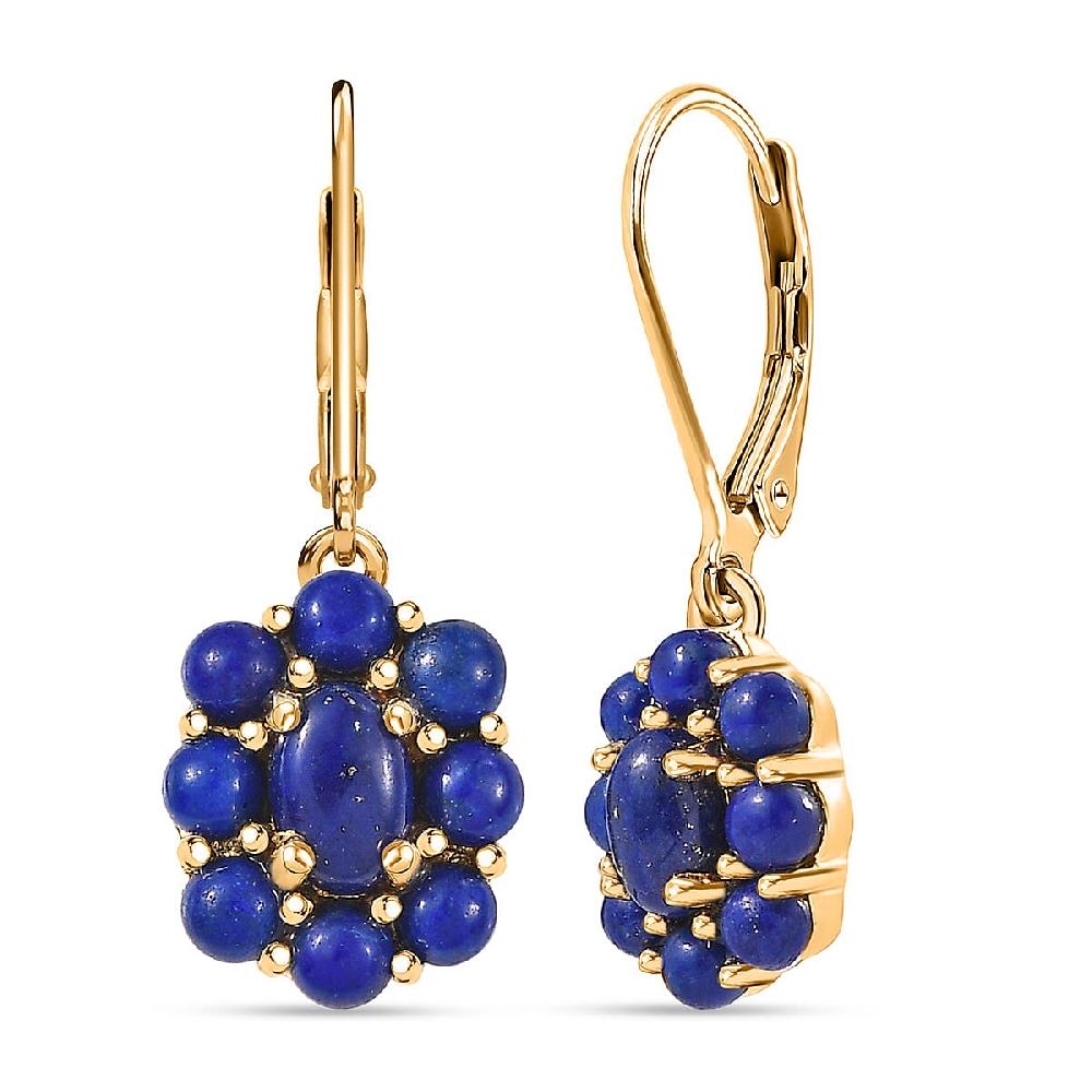 shop lc EverTrue Lapis Lazuli 3.40 ctw Lever Back Floral Earrings in 18K Yellow Gold Plated
