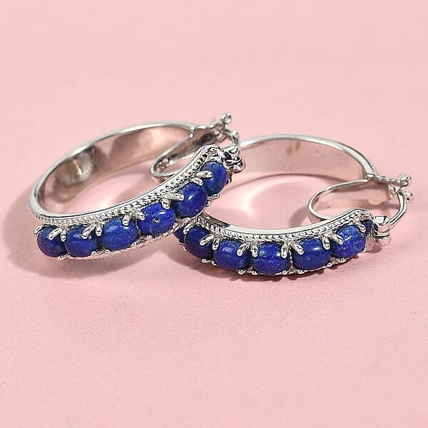 Shop Lc EverTrue Lapis Lazuli 5.80 Ctw Earrings In Platinum Bond