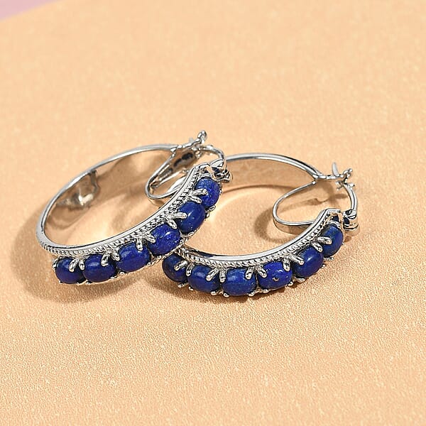 Shop Lc EverTrue Lapis Lazuli 5.80 Ctw Earrings In Platinum Bond